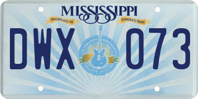 MS license plate DWX073
