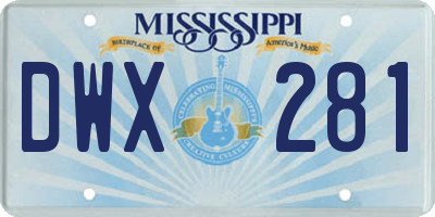 MS license plate DWX281