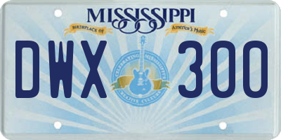 MS license plate DWX300