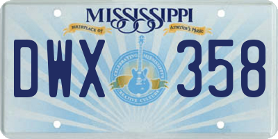 MS license plate DWX358