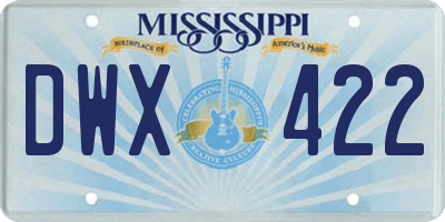 MS license plate DWX422