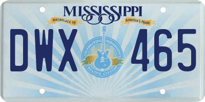 MS license plate DWX465