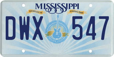 MS license plate DWX547