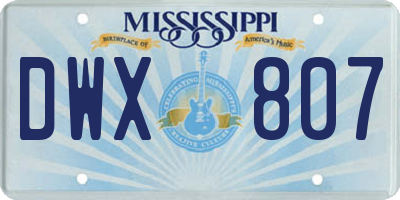 MS license plate DWX807