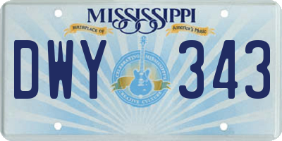 MS license plate DWY343