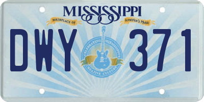 MS license plate DWY371