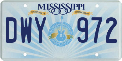 MS license plate DWY972