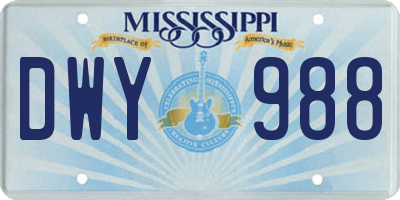 MS license plate DWY988