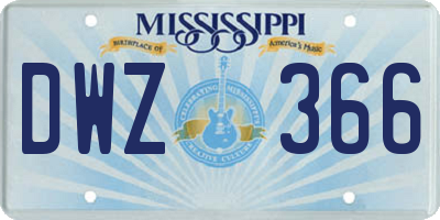 MS license plate DWZ366