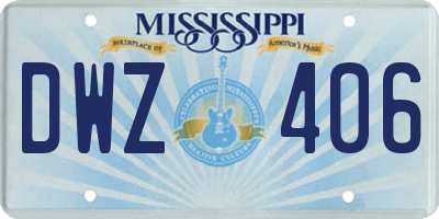 MS license plate DWZ406