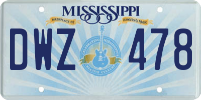 MS license plate DWZ478