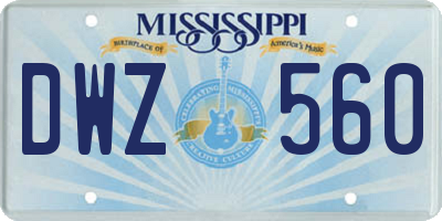 MS license plate DWZ560