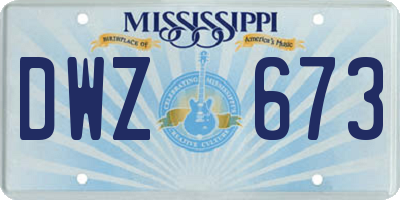 MS license plate DWZ673