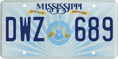MS license plate DWZ689