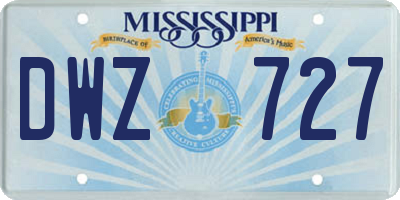 MS license plate DWZ727