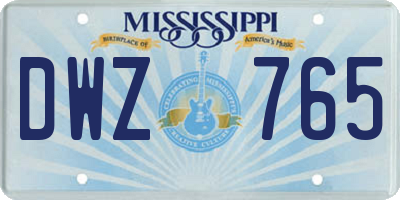 MS license plate DWZ765