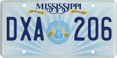 MS license plate DXA206