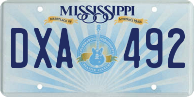 MS license plate DXA492