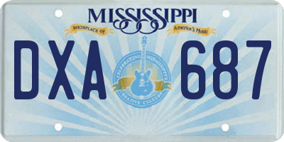 MS license plate DXA687