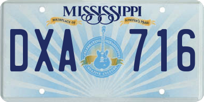 MS license plate DXA716