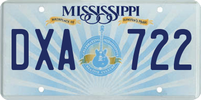 MS license plate DXA722