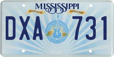 MS license plate DXA731