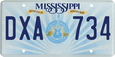 MS license plate DXA734
