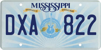MS license plate DXA822