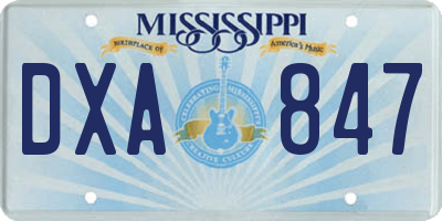 MS license plate DXA847