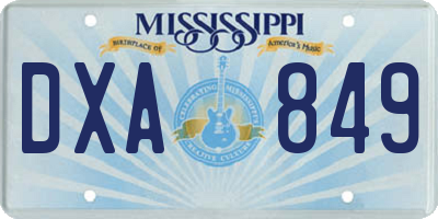 MS license plate DXA849