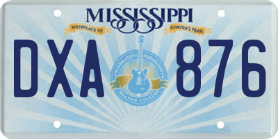 MS license plate DXA876
