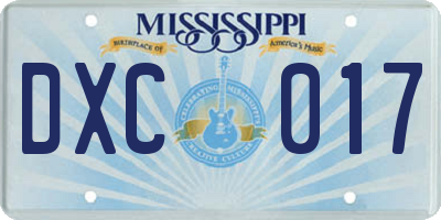MS license plate DXC017