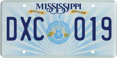MS license plate DXC019