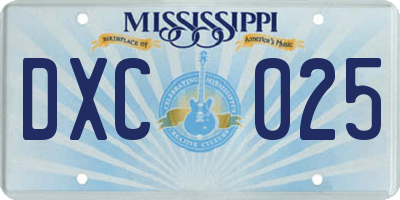 MS license plate DXC025