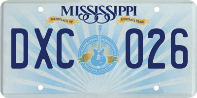MS license plate DXC026