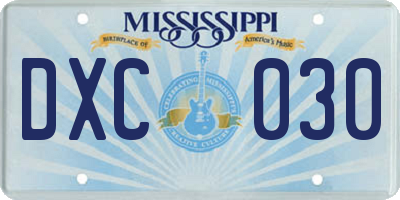 MS license plate DXC030