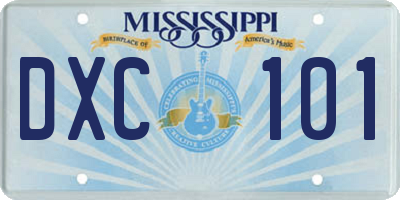 MS license plate DXC101