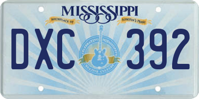 MS license plate DXC392