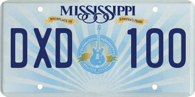 MS license plate DXD100