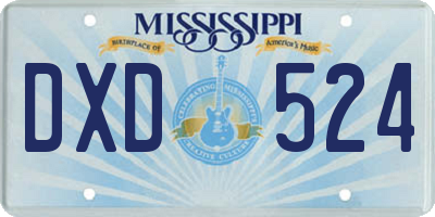 MS license plate DXD524