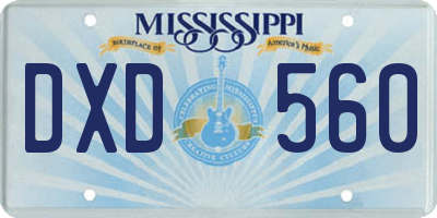 MS license plate DXD560