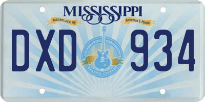 MS license plate DXD934