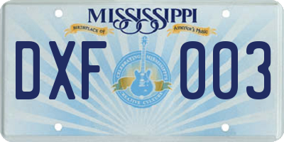 MS license plate DXF003