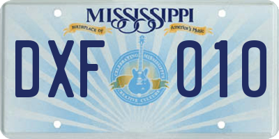 MS license plate DXF010