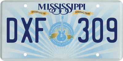 MS license plate DXF309