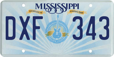 MS license plate DXF343