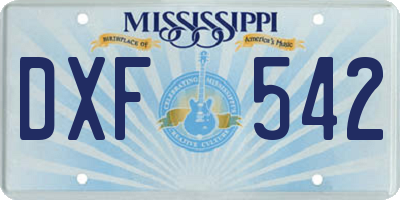 MS license plate DXF542