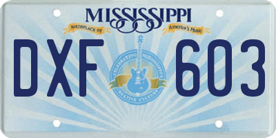 MS license plate DXF603