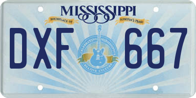 MS license plate DXF667