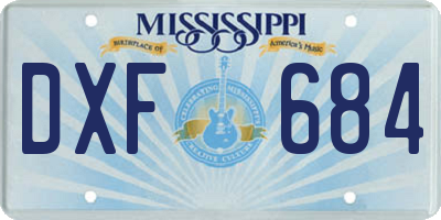 MS license plate DXF684